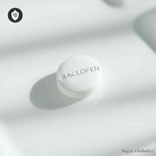 Baclofen sugar spheres in precise orb format for energetic homeopathic (nonmedical) solid-form presentation and safe storage