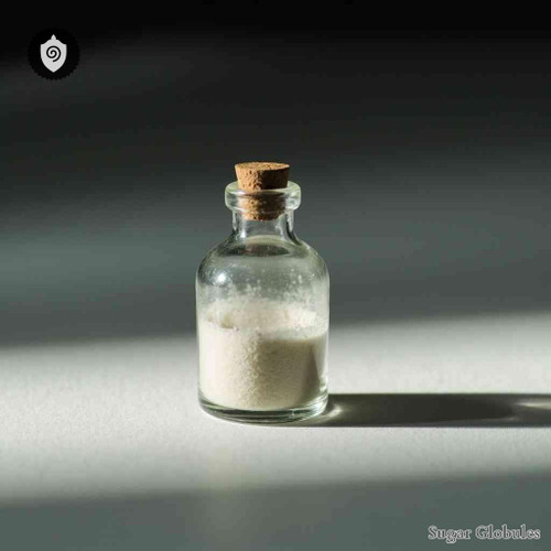 Baryta Fluoratum sugar granules in spherical form for energetic homeopathic (nonmedical) dry-form presentation and uniform storage