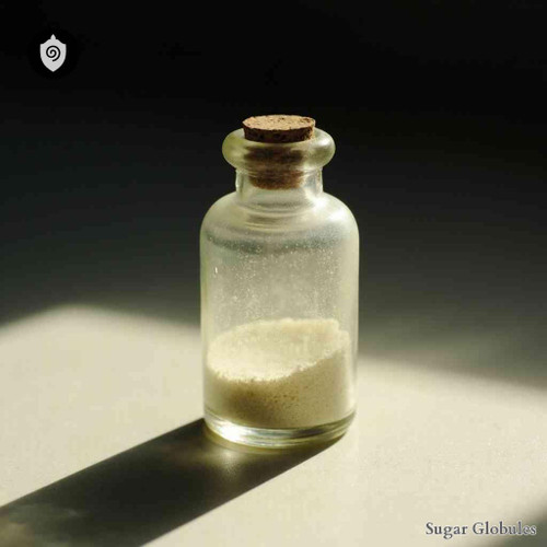 Baryta Lacticum sugar spheres in consistent orb form for energetic homeopathic (nonmedical) dry storage and presentation