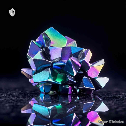 Bismuth Oxydatum sugar spheres in precise granule form for energetic homeopathic (nonmedical) remedy presentation and dry storage