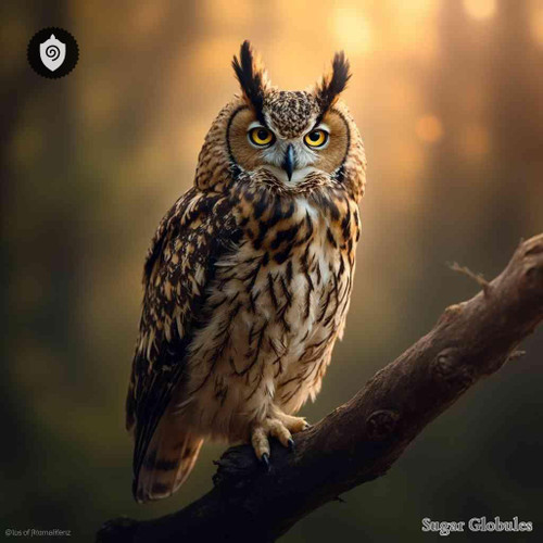 Bubo Bubo- Secretum Uropygialis Bubonis sugar spheres in granular form for energetic homeopathic (nonmedical) dry product presentation