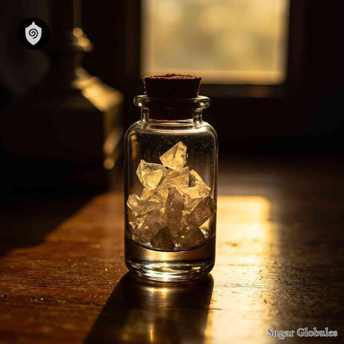 Calcarea Picrinica sugar spheres in uniform pellet form for energetic homeopathic (nonmedical) dry-form presentation and storage