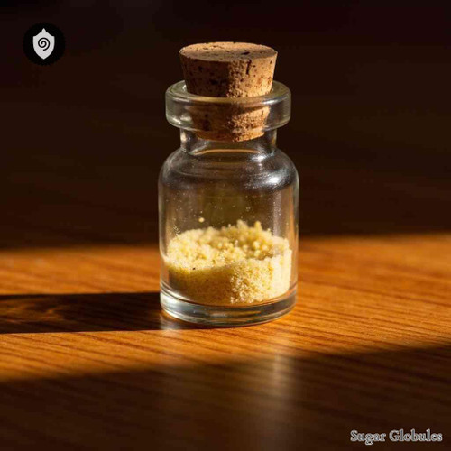 Cerium Iodatum sugar orbs in pellet form for energetic homeopathic (nonmedical) dry storage and physical presentation