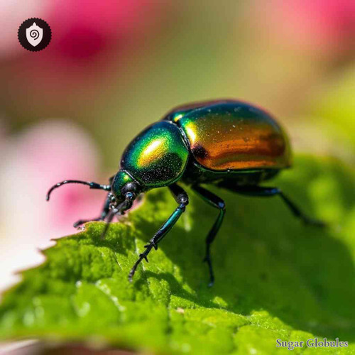 Cetonia Aurata sugar spheres in compact orb format for precise energetic homeopathic (nonmedical) product presentation