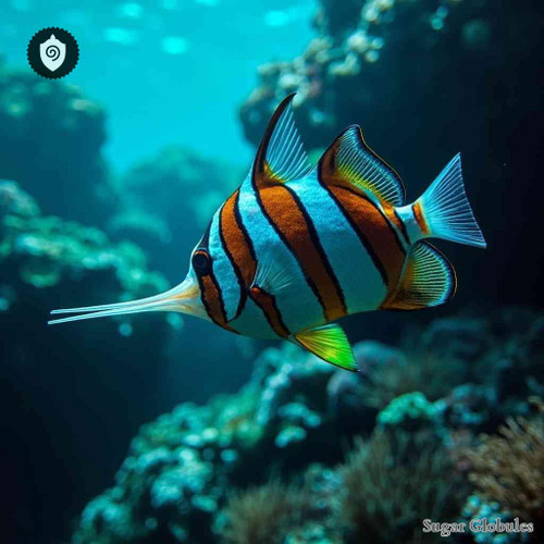 Chelmon Rostratus sugar spheres in precise orb form for energetic homeopathic (nonmedical) dry-form presentation and physical display