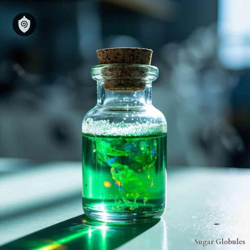 Chlornitrosum Acidum sugar granules in spherical form for energetic homeopathic (nonmedical) dry-form presentation and uniform storage