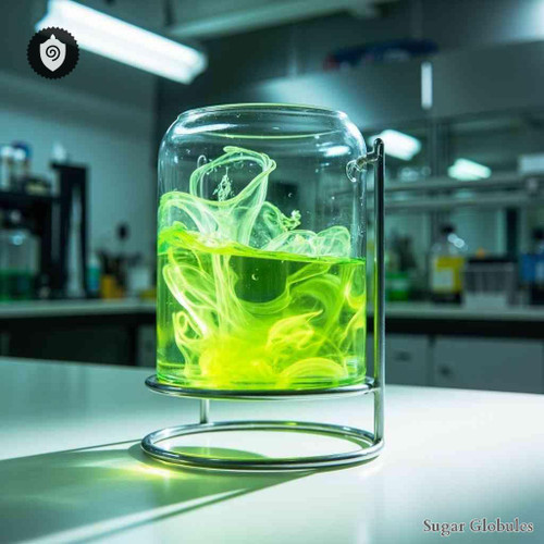 Chlorum Dioxide sugar granules in orb form for energetic homeopathic (nonmedical) presentation and uniformity in dry storage