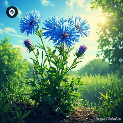 Cichorium Intybus sugar orbs in precise spherical form for energetic homeopathic (nonmedical) dry storage and physical remedy presentation