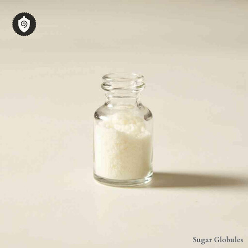 Citri Paradisi Semen sugar granules in precise orb shape for energetic homeopathic (nonmedical) dry-form presentation and storage