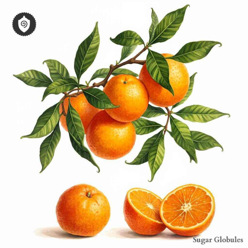 Citrus Aurantium Amara - Citrus Vulgaris sugar spheres in precise orb format for energetic homeopathic (nonmedical) dry-form presentation
