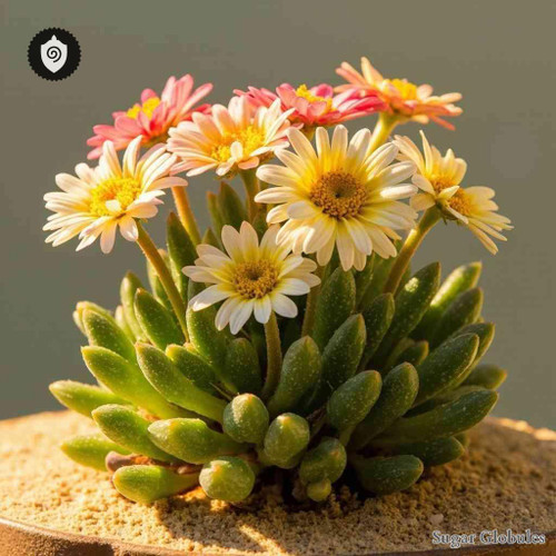 Cleretum Papulosum sugar granules in spherical form for energetic homeopathic (nonmedical) dry-format presentation and storage