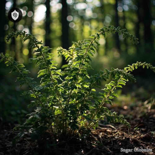 Comptonia Peregrina sugar spheres in uniform orb form for energetic homeopathic (nonmedical) presentation and storage