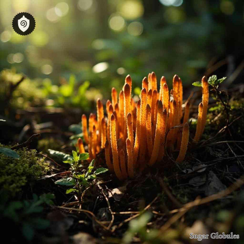 Cordyceps Militaris sugar spheres in uniform granule form for energetic homeopathic (nonmedical) dry product presentation