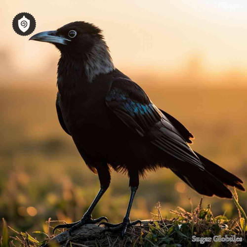 Corvus Frugilegus sugar spheres in pellet form for energetic homeopathic (nonmedical) solid-form presentation and storage