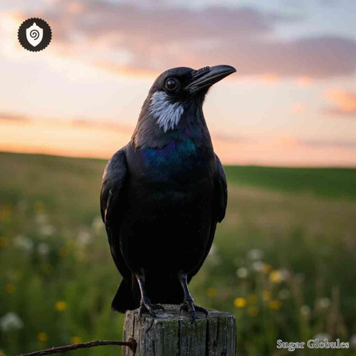 Corvus Monedula sugar spheres in spherical granule form for energetic homeopathic (nonmedical) dry-form physical presentation