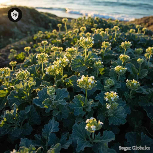 Crambe Maritima sugar spheres in precise orb form for energetic homeopathic (nonmedical) dry-format presentation and storage