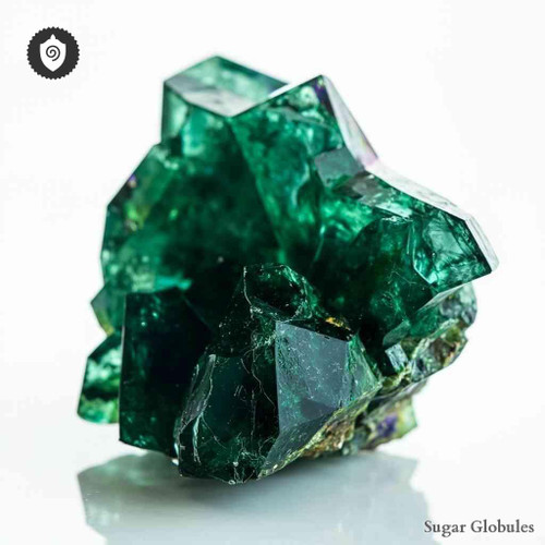 Cuprum Aceticum sugar spheres in compact orb form for energetic homeopathic (nonmedical) dry storage and precise physical presentation