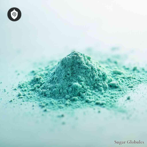 Cuprum Carbonicum sugar spheres in uniform orb format for energetic homeopathic (nonmedical) remedy physical presentation