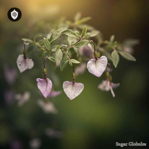 Cymbalaria Pallida sugar orbs in spherical dry form for energetic homeopathic (nonmedical) packaging and presentation