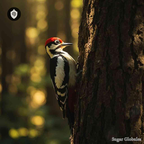 Dendrocopos Major sugar spheres in precise orb format for energetic homeopathic (nonmedical) dry-form presentation and storage