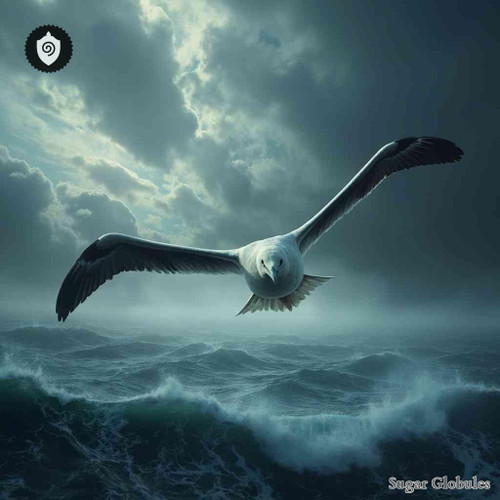 Diomedea Exulans sugar spheres in compact orb form for energetic homeopathic (nonmedical) dry-form product presentation