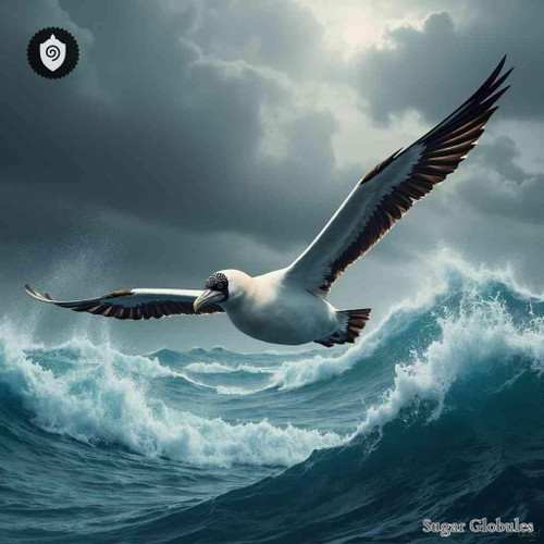 Diomedea Melanophris sugar spheres in pellet form for energetic homeopathic (nonmedical) dry storage and neutral presentation