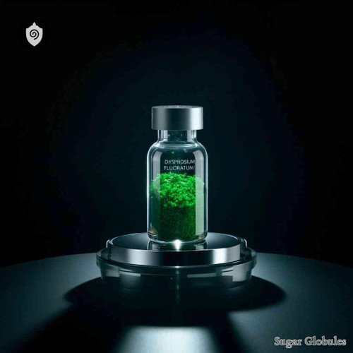 Dysprosium Fluoratum sugar granules in precise orb format for energetic homeopathic (nonmedical) dry-form presentation and storage