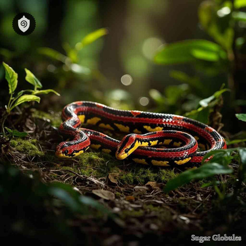 Elaps Corallinus sugar spheres in compact orb format for precise energetic homeopathic (nonmedical) dry-form presentation.