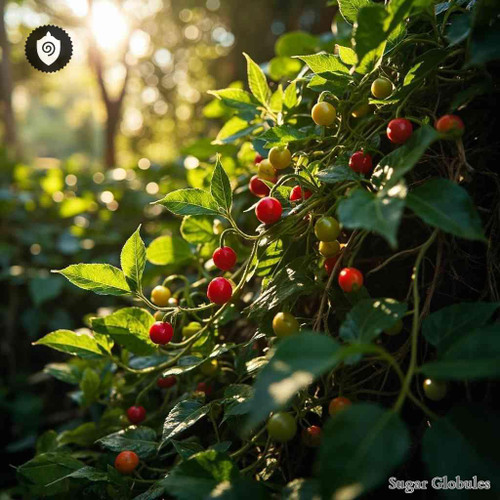 Embelia Ribes sugar spheres in precise orb format for energetic homeopathic (nonmedical) dry-form product presentation