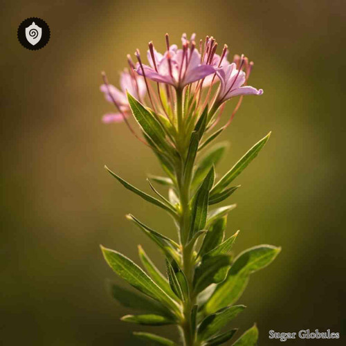 Epilobium Tetragonum sugar spheres in precise orb format for energetic homeopathic (nonmedical) dry-form product presentation