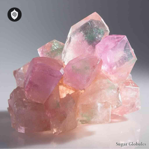 Erbium Fluoratum sugar spheres in consistent orb form for energetic homeopathic (nonmedical) dry-form presentation and storage