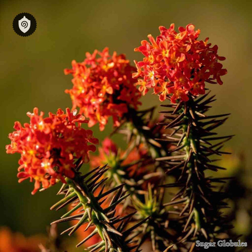 Euphorbia Milii sugar orbs in consistent granule form for energetic homeopathic (nonmedical) physical remedy presentation