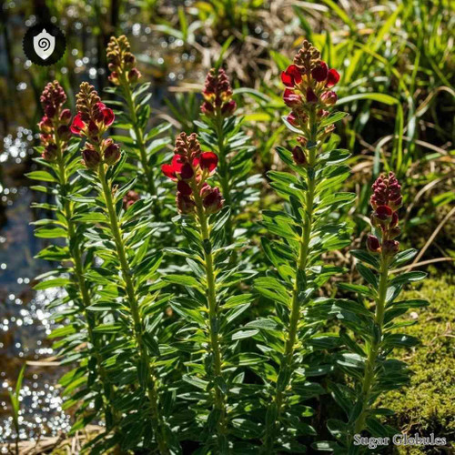 Euphorbia Palustris sugar spheres in compact granule form for energetic homeopathic (nonmedical) physical product presentation