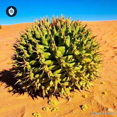 Euphorbia Splendida sugar granules in spherical form for energetic homeopathic (nonmedical) presentation and solid storage