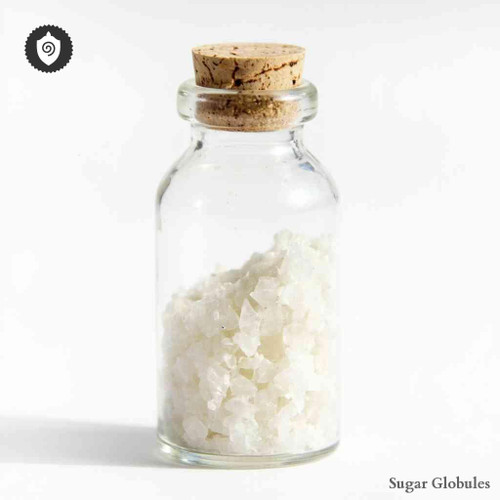 Europium Muriaticum sugar spheres in precise orb form for energetic homeopathic (nonmedical) dry-form presentation and storage