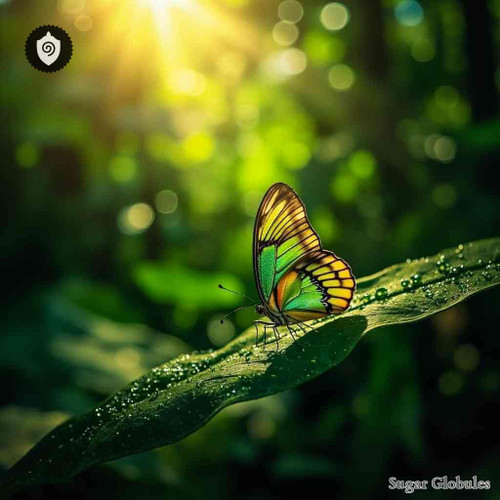 Falcaria Lacertinaria sugar granules arranged in precise orb format for energetic homeopathic (nonmedical) remedy presentation