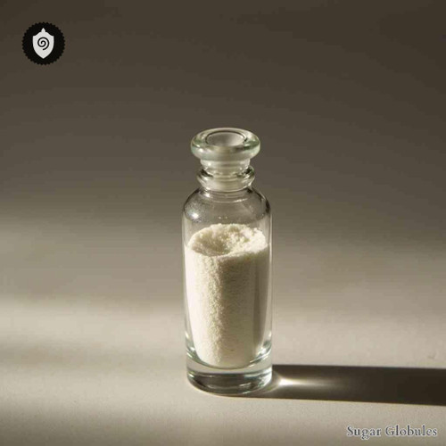 Ferrum Carbonicum Saccharatum sugar spheres in granule format for energetic homeopathic (nonmedical) physical remedy presentation