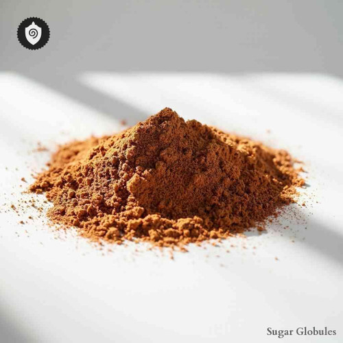 Ferrum Hydroxydatum sugar spheres in uniform orb format for energetic homeopathic (nonmedical) dry-form presentation and storage