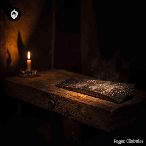 Ferrum Induratum sugar spheres in compact orb form for energetic homeopathic (nonmedical) physical remedy presentation