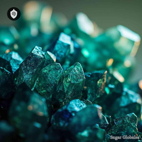 Ferrum Sulphuricum sugar granules presented in uniform orb form for energetic homeopathic (nonmedical) dry-form packaging