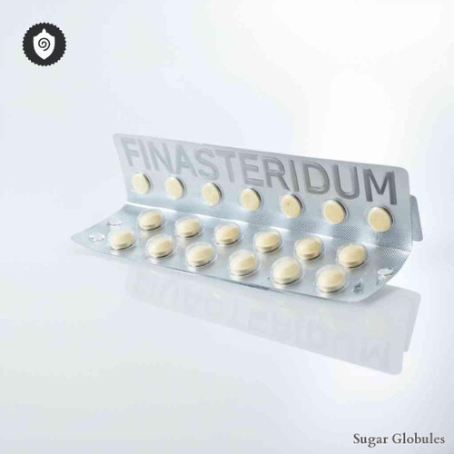 Finasteridum sugar spheres in dry-form granules for energetic homeopathic (nonmedical) presentation and storage