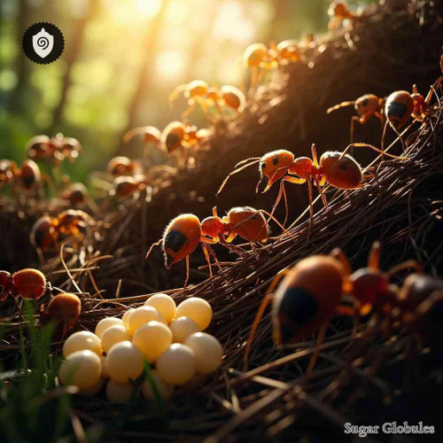 Formica Rufa - Ova Formicarum sugar spheres in granule format for energetic homeopathic (nonmedical) dry storage and presentation