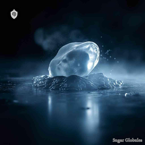 Francium Metallicum sugar orbs in standard spherical form for energetic homeopathic (nonmedical) dry pellet presentation