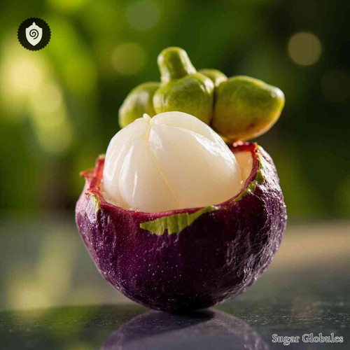 Garcinia Mangostana sugar spheres in compact orb form for energetic homeopathic (nonmedical) solid presentation and packaging