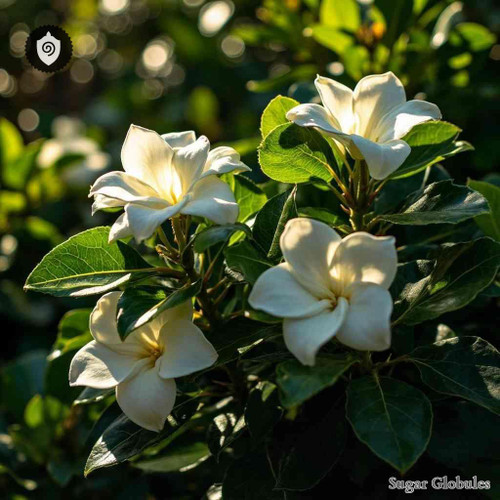 Gardenia Ternifolia sugar spheres in compact orb form for energetic homeopathic (nonmedical) dry-form physical presentation