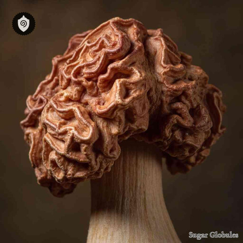 Gyromitra Esculenta sugar spheres in uniform orb form for energetic homeopathic (nonmedical) dry-form presentation and storage