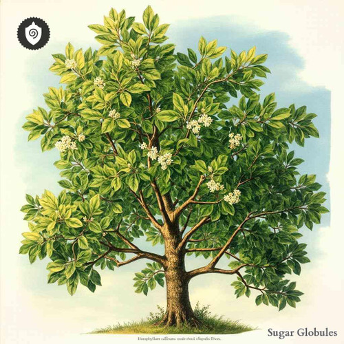 Harpephyllum Caffrum sugar spheres in dry orb format for energetic homeopathic (nonmedical) physical presentation and standardized form