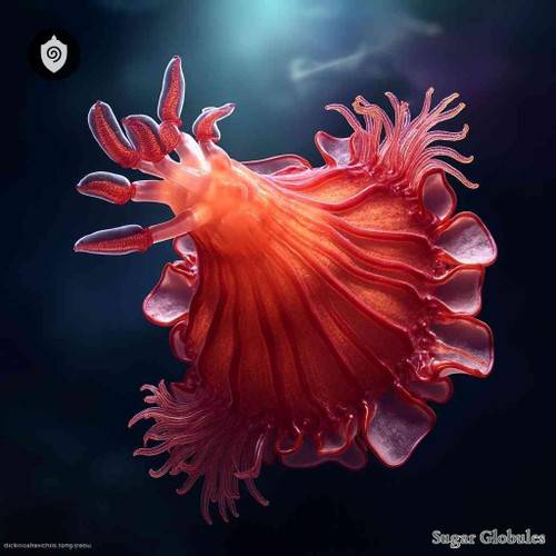 Hexabranchus Sanguineus sugar spheres in granule format for energetic homeopathic (nonmedical) dry-form product presentation