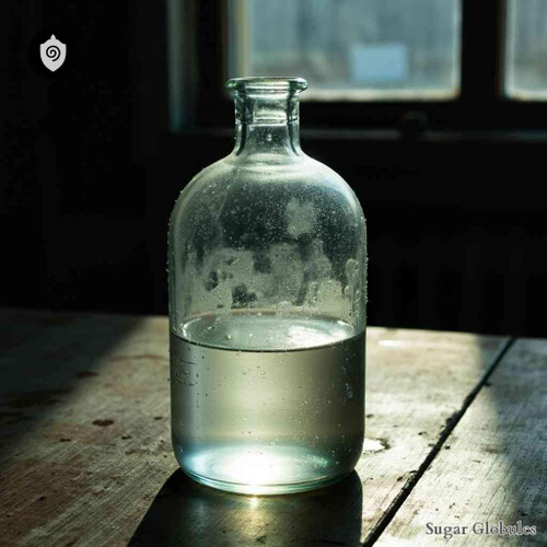 Hydroiodicum Acidum sugar spheres in precise orb format for energetic homeopathic (nonmedical) dry-form physical remedy presentation