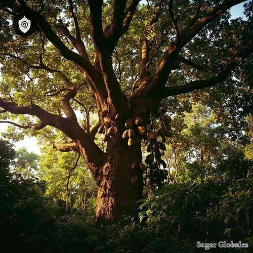 Hymenaea Courbaril sugar spheres in precise orb form for energetic homeopathic (nonmedical) remedy presentation and storage